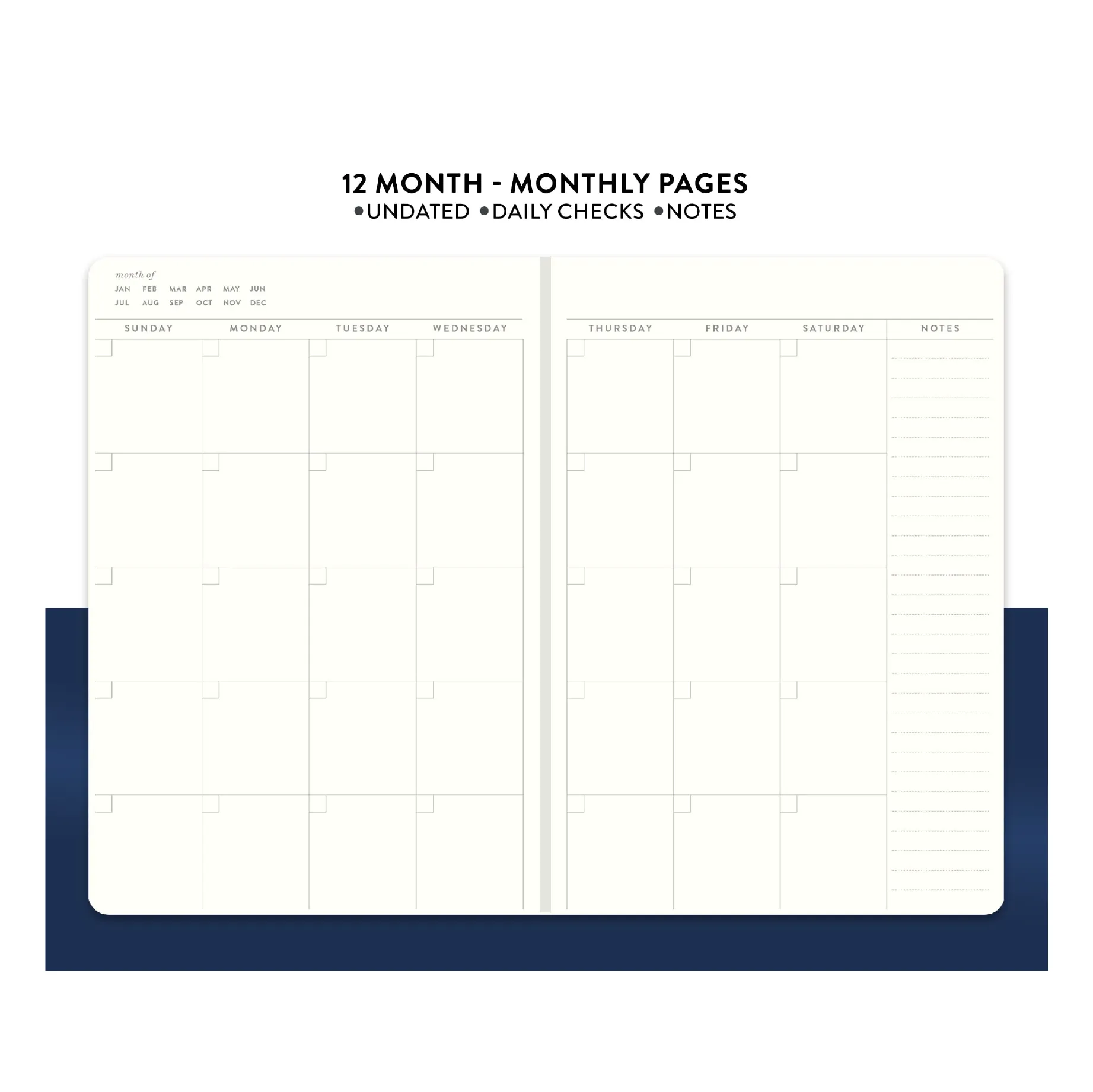 A5 Soft Cover Undated Daily Journal | Black & White