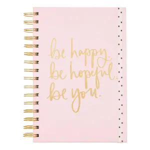 A5 Vegan Leather Spiral Journal | Be Happy | Powder Pink