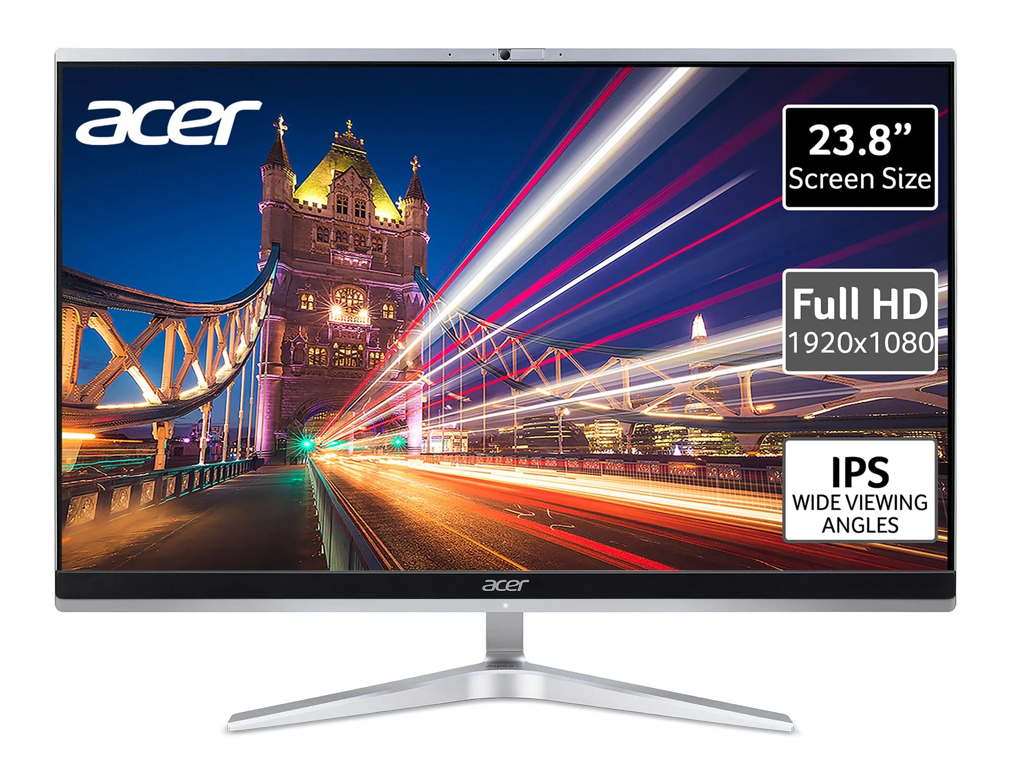 Acer Aspire C24-1651 All-in-One PC - (Intel Core i5-1135G, 8GB, 2TB HDD and 512GB SSD, NVIDIA GeForce MX450, 23.8 inch Full HD Touchscreen Display, Wireless Keyboard and Mouse, Windows 11, Silver)