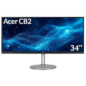 Acer CB2 CB342CKsmiiphzx 34" Wide Quad HD Ultrawide Monitor - 75Hz, 1ms, IPS, AMD FreeSync, Height Adjustable, Speakers, Silver and Black