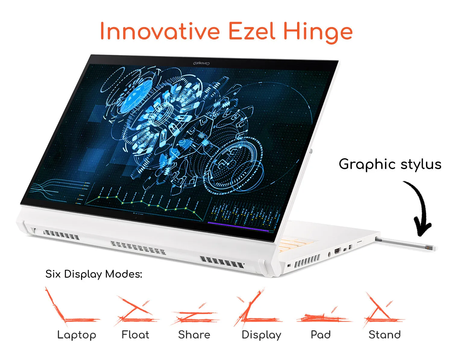 Acer ConceptD CC315-72P-74ZN 15.6" 2-in-1 Laptop - Intel Core i7-10750H, 16GB RAM, 1TB SSD, Touchscreen, Windows 10 Pro, White