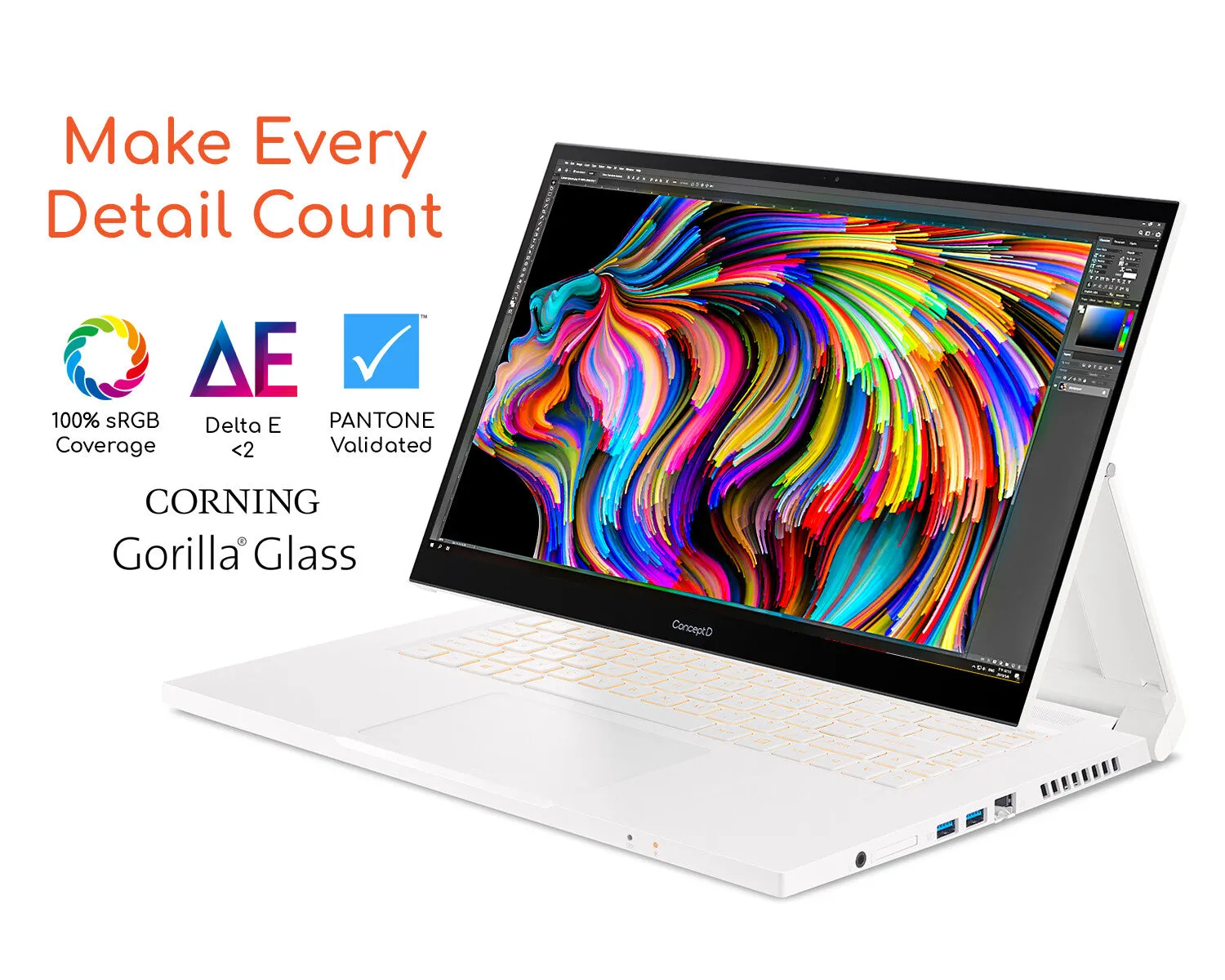 Acer ConceptD CC315-72P-74ZN 15.6" 2-in-1 Laptop - Intel Core i7-10750H, 16GB RAM, 1TB SSD, Touchscreen, Windows 10 Pro, White