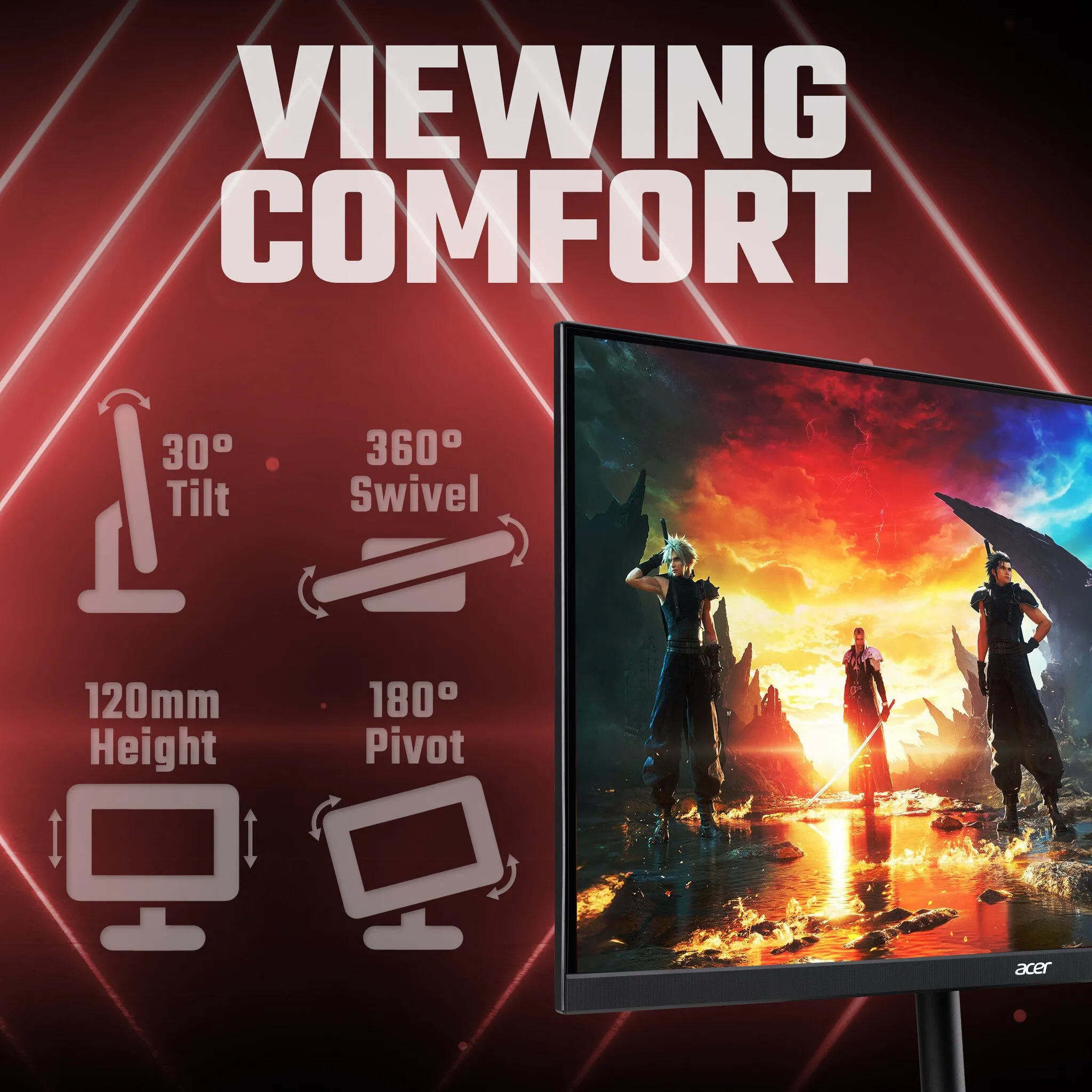 Acer Nitro XV242F 23.8" Full HD Gaming Monitor - 540Hz, 0.5ms, TN, AMD FreeSync Premium, Height Adjustable, Speakers, Black