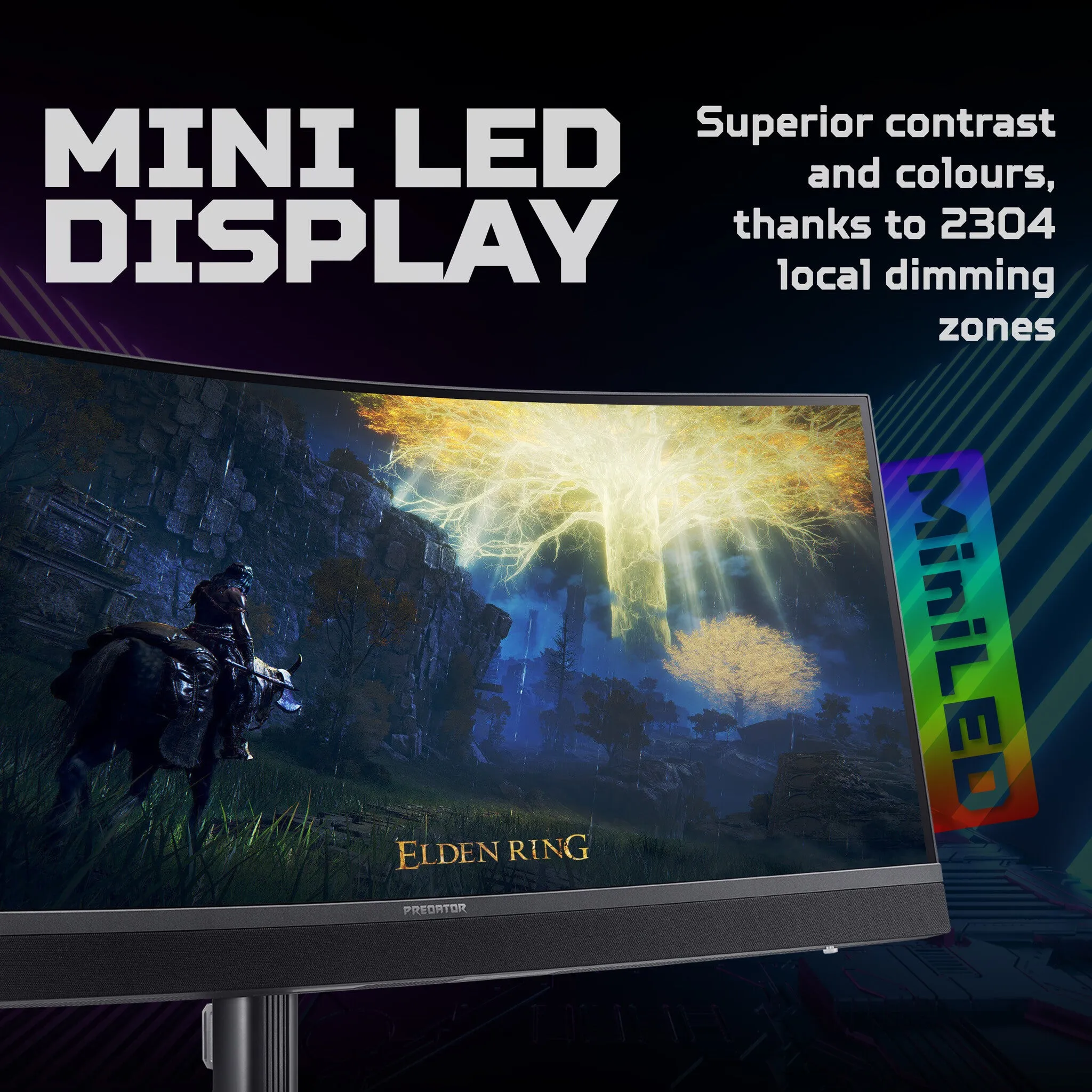 Acer Predator X34V3 34" Wide Quad HD Curved Gaming Monitor - 180Hz, 1ms, VA, AMD FreeSync Premium, Height Adjustable, Speakers, Black