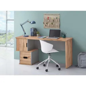 Acmi  Computer Study Table L1500 x W500 x H750mm Wotan Oak/Light Grey