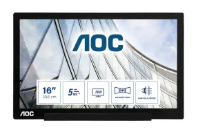 AOC 01 Series I1601FWUX 15.6" Full HD Monitor - 60Hz, 5ms, IPS, Silver and Black