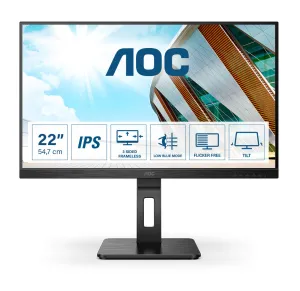AOC 22P2DU 21.5" Full HD Monitor - 75Hz, 4ms, IPS, Height Adjustable, Speakers, Black