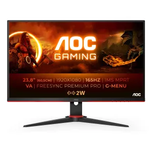 AOC 24G2SAE/BK 23.8" Full HD Gaming Monitor - 165Hz, 1ms, VA, AMD FreeSync Premium, Speakers, Black and Red