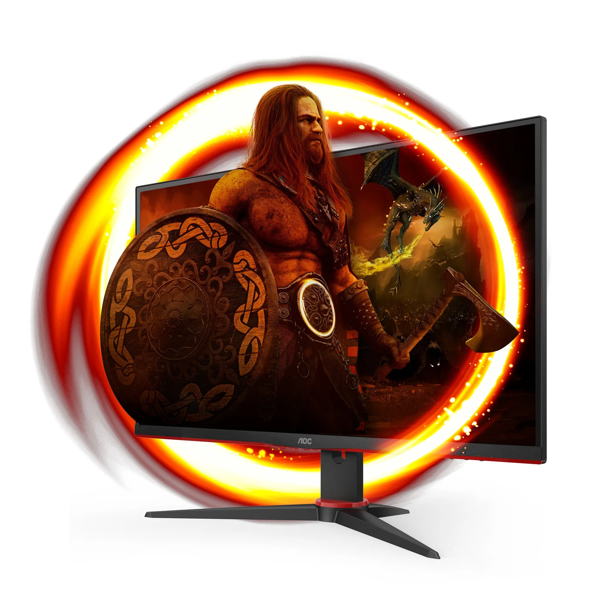 AOC 27G2SAE/BK 27" Full HD Gaming Monitor - 165Hz, 1ms, VA, AMD FreeSync Premium, Speakers, Black and Red