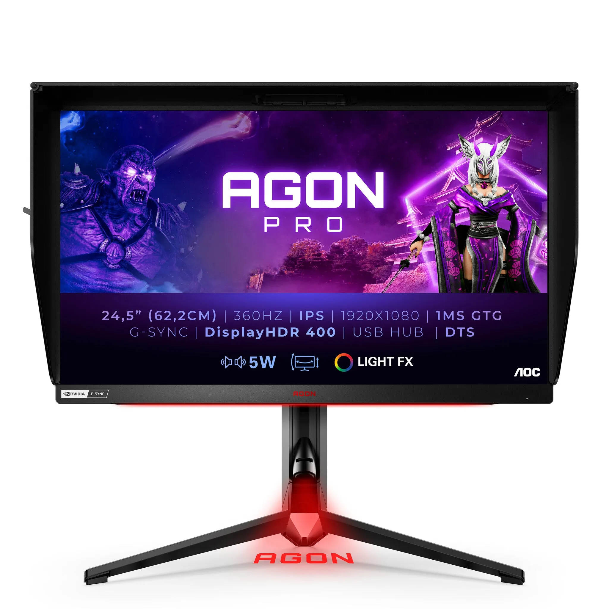 AOC AG254FG 24.5" Full HD Gaming Monitor - 360Hz, 1ms, IPS, NVIDIA G-Sync, Height Adjustable, Speakers, Black