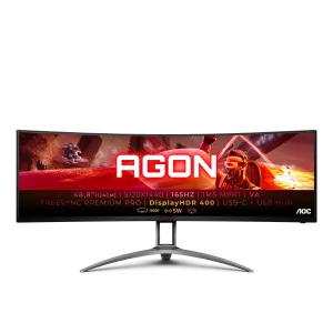AOC AG493UCX2 49" Dual-QHD Curved Gaming Monitor - 165Hz, 1ms, VA, AMD FreeSync Premium Pro, Height Adjustable, Speakers, Black
