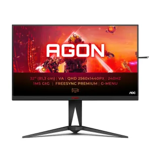 AOC AGON 5 AG325QZN/EU 31.5" Quad HD Gaming Monitor - 240Hz, 0.5ms, VA, AMD FreeSync, Height Adjustable, Black