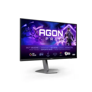AOC AGON PRO AG276QZD2 26.7" Quad HD Gaming Monitor - 240Hz, 0.03ms, QD-OLED, AdaptiveSync, Height Adjustable, Speakers, Grey