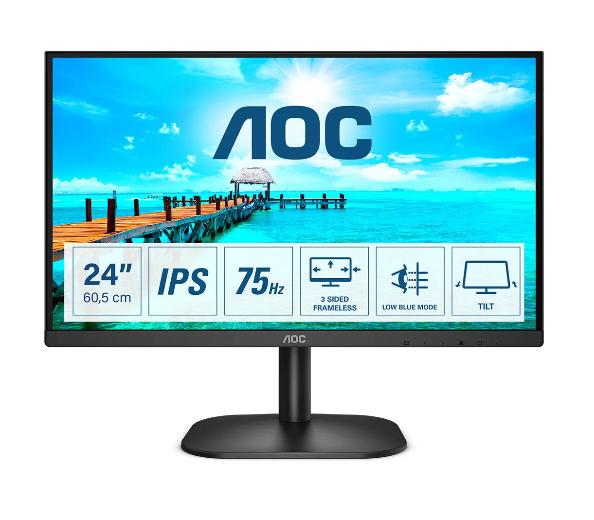 AOC B2 24B2XH/EU 23.8" Full HD Monitor - 75Hz, 4ms, IPS, Black