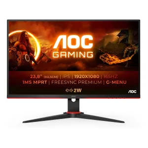 AOC G2 24G2SPAE/BK 23.8" Full HD Gaming Monitor - 165Hz, 4ms, IPS, G-SYNC Compatible, Speakers, Black and Red