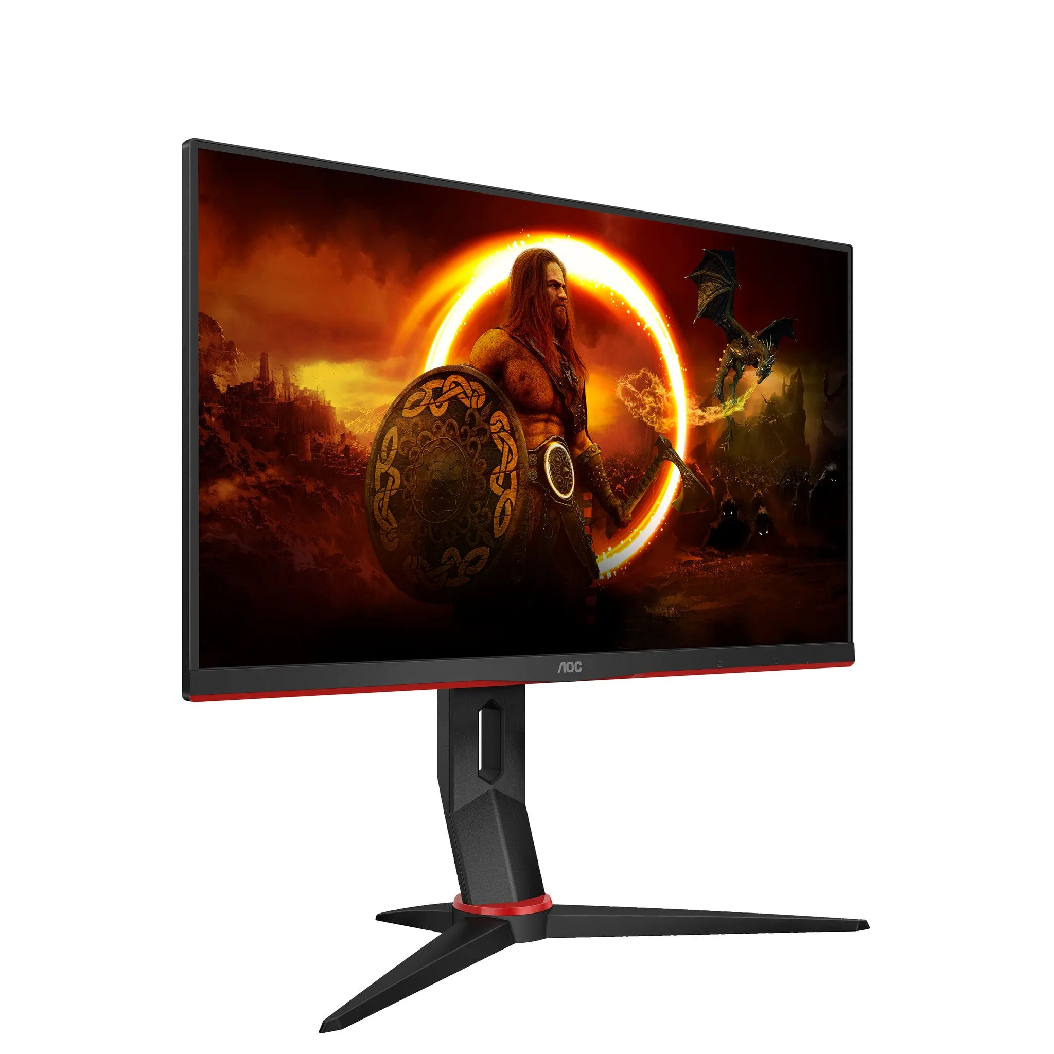 AOC G2 24G2ZU/BK 23.8" Full HD Gaming Monitor - 240Hz, 0.5ms, IPS, Adaptive Sync, G-Sync Compatible, Height Adjustable, Speakers, Black and Red
