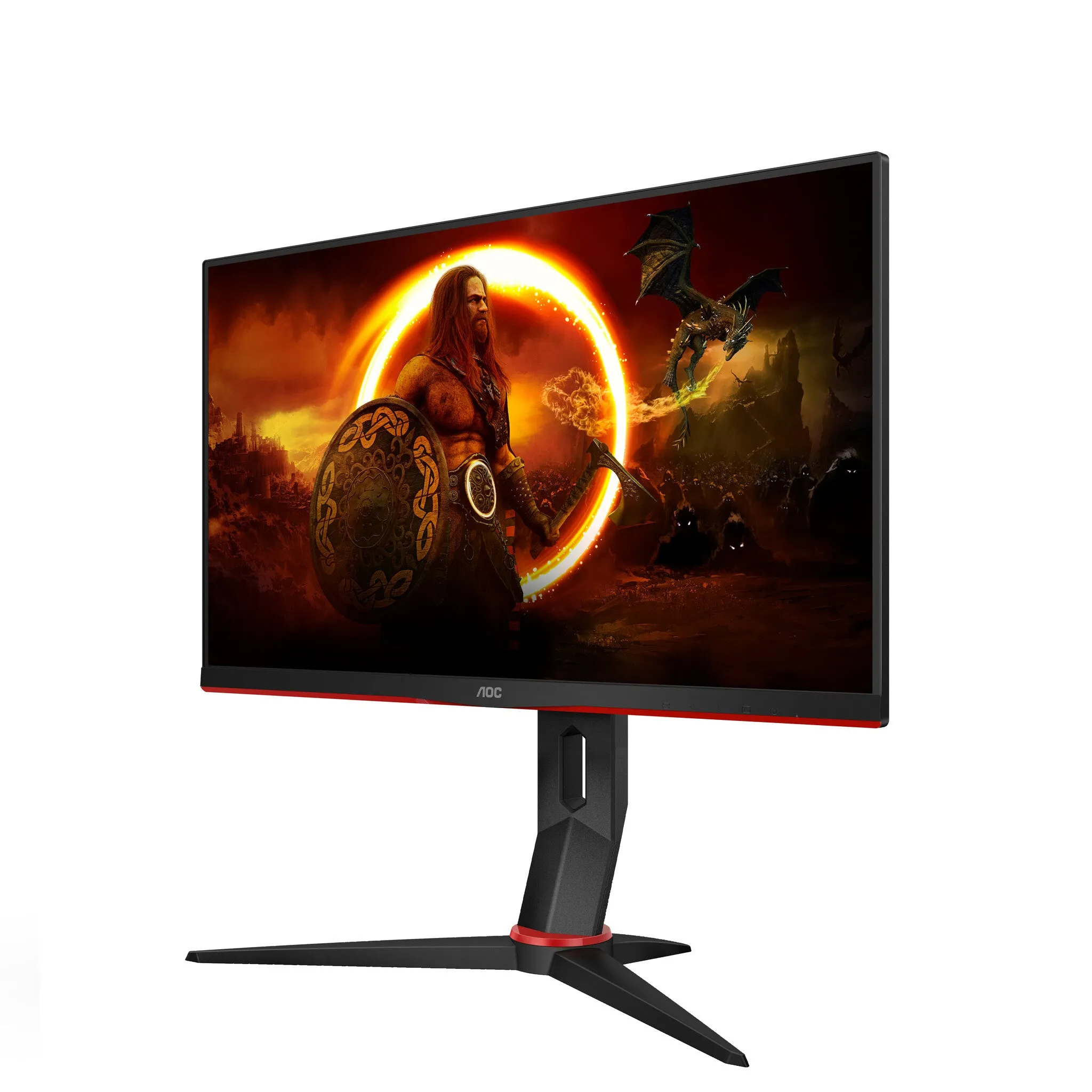 AOC G2 24G2ZU/BK 23.8" Full HD Gaming Monitor - 240Hz, 0.5ms, IPS, Adaptive Sync, G-Sync Compatible, Height Adjustable, Speakers, Black and Red