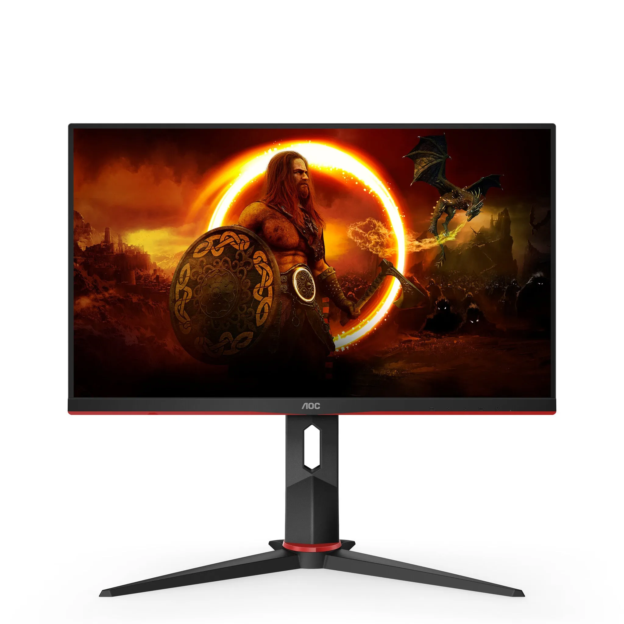 AOC G2 24G2ZU/BK 23.8" Full HD Gaming Monitor - 240Hz, 0.5ms, IPS, Adaptive Sync, G-Sync Compatible, Height Adjustable, Speakers, Black and Red