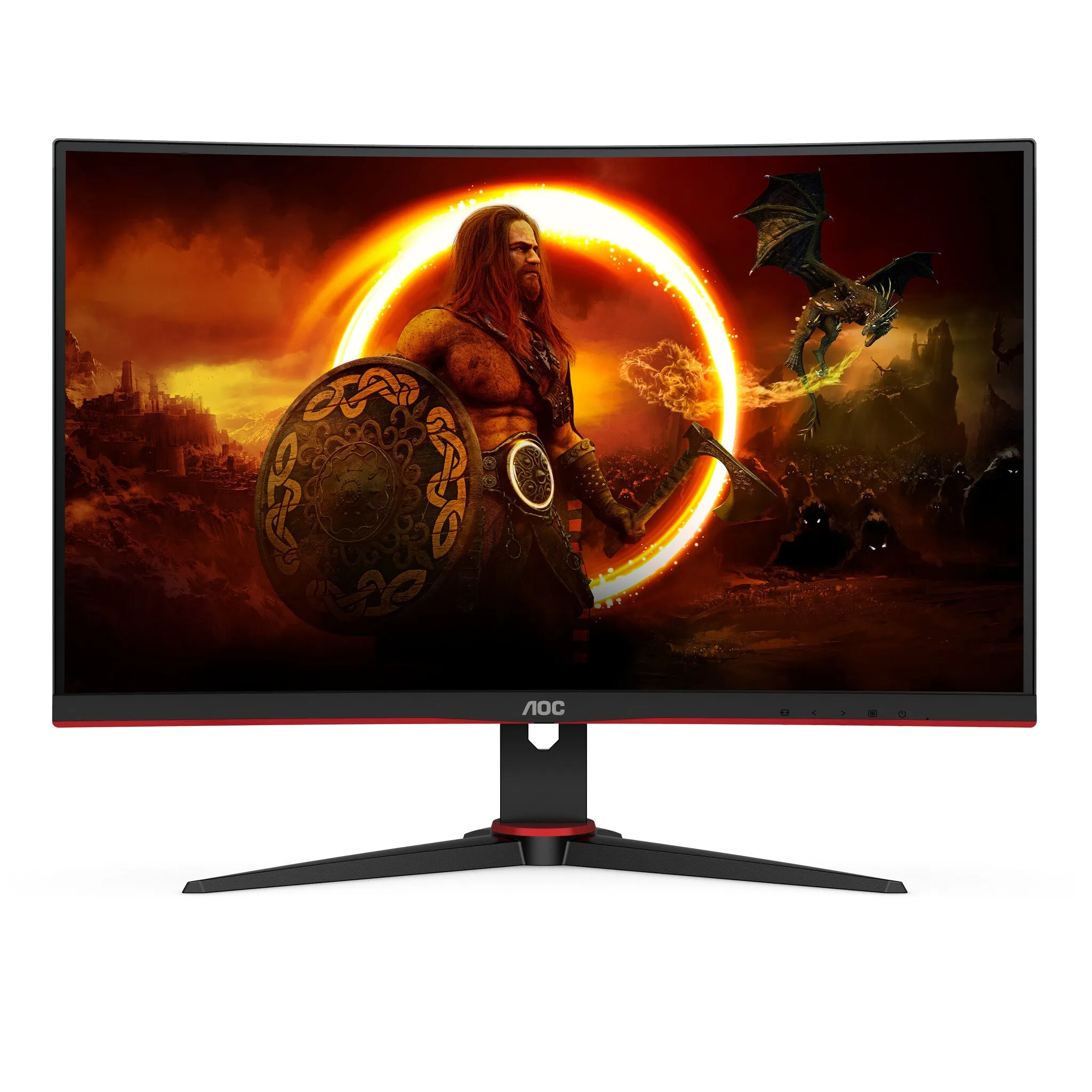 AOC G2 C24G2AE/BK 23.6" Full HD Curved Gaming Monitor - 165Hz, 1ms, VA, AMD FreeSync Premium, Speakers, Black and Red