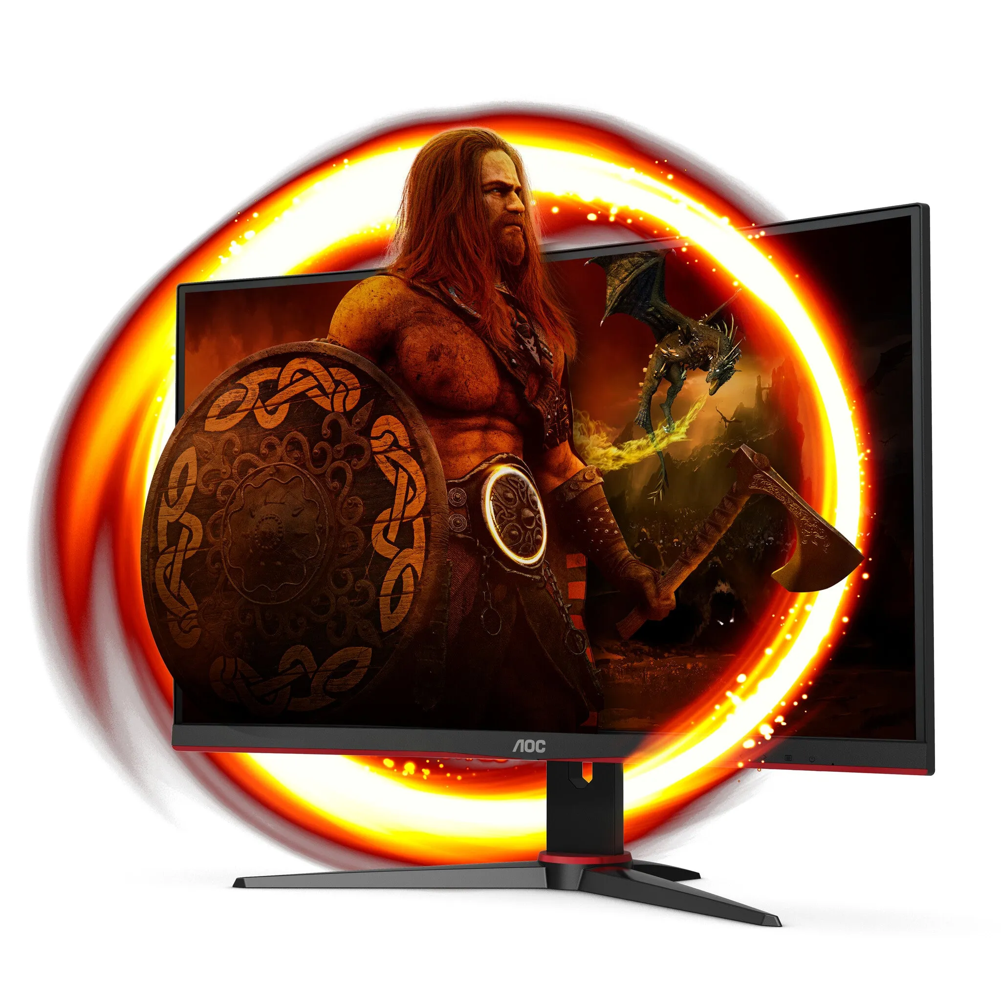 AOC G2 C24G2AE/BK 23.6" Full HD Curved Gaming Monitor - 165Hz, 1ms, VA, AMD FreeSync Premium, Speakers, Black and Red