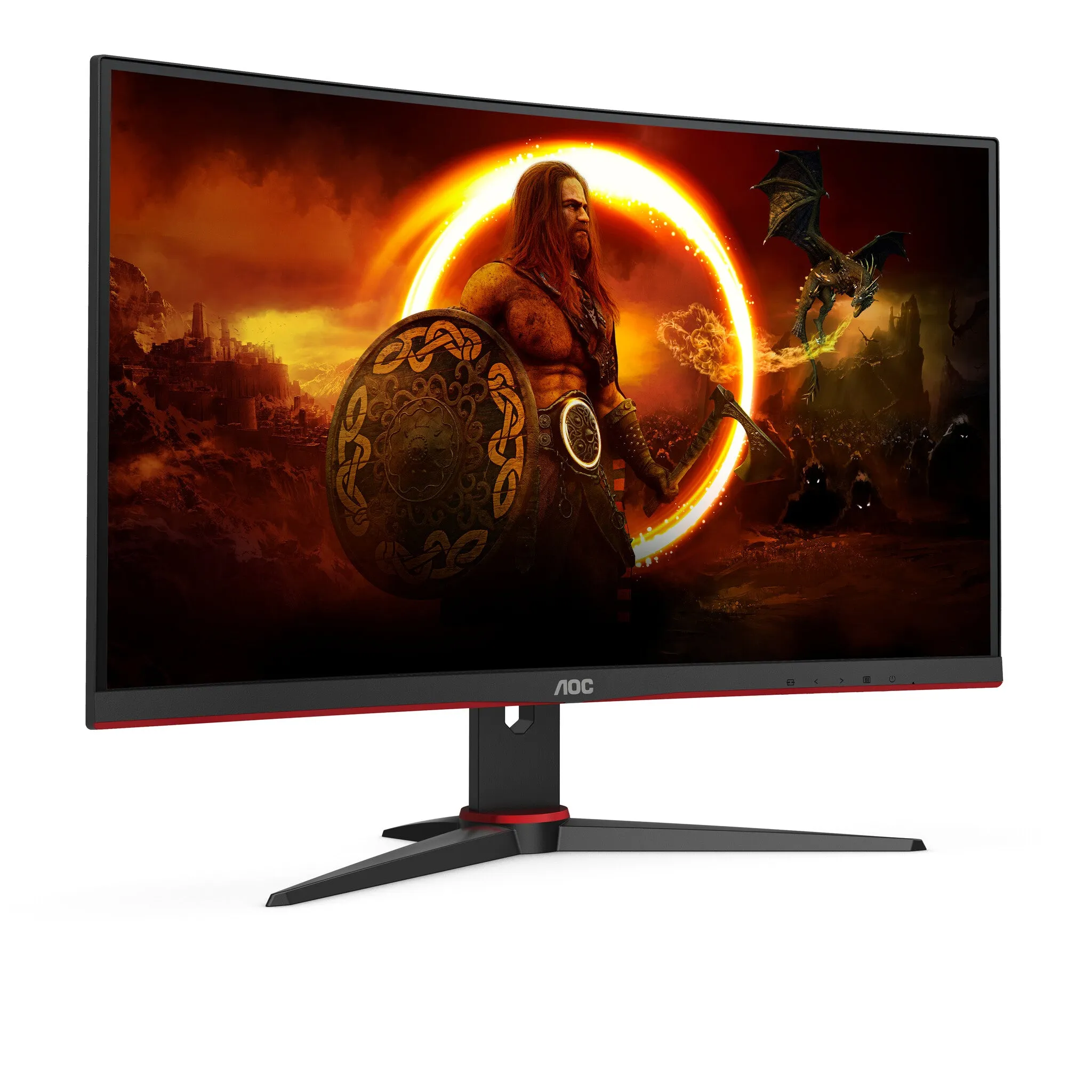AOC G2 C24G2AE/BK 23.6" Full HD Curved Gaming Monitor - 165Hz, 1ms, VA, AMD FreeSync Premium, Speakers, Black and Red