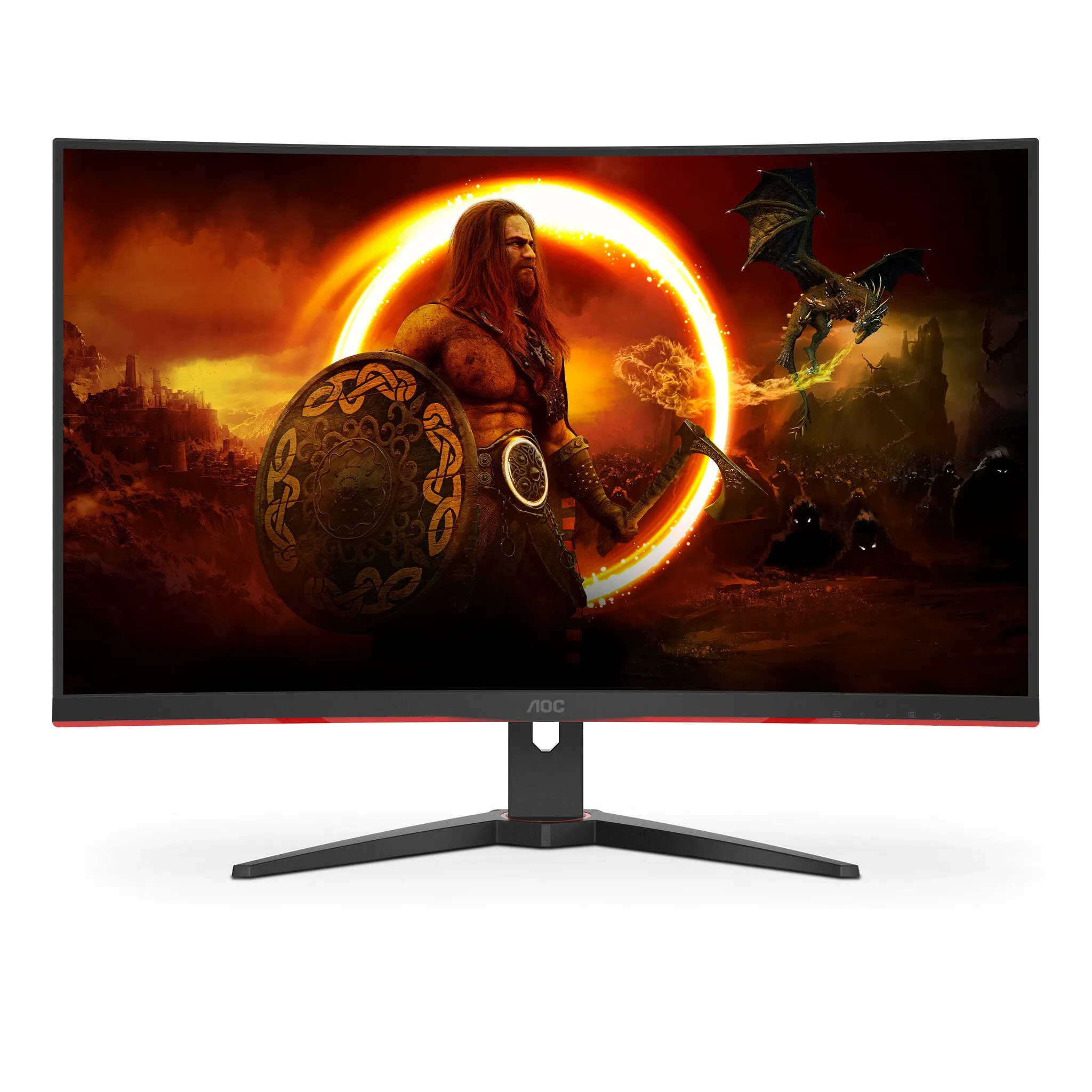 AOC G2 C32G2AE/BK 31.5" Full HD Curved Gaming Monitor - 165Hz, 1ms, VA, AMD FreeSync Premium, Speakers, Black and Red
