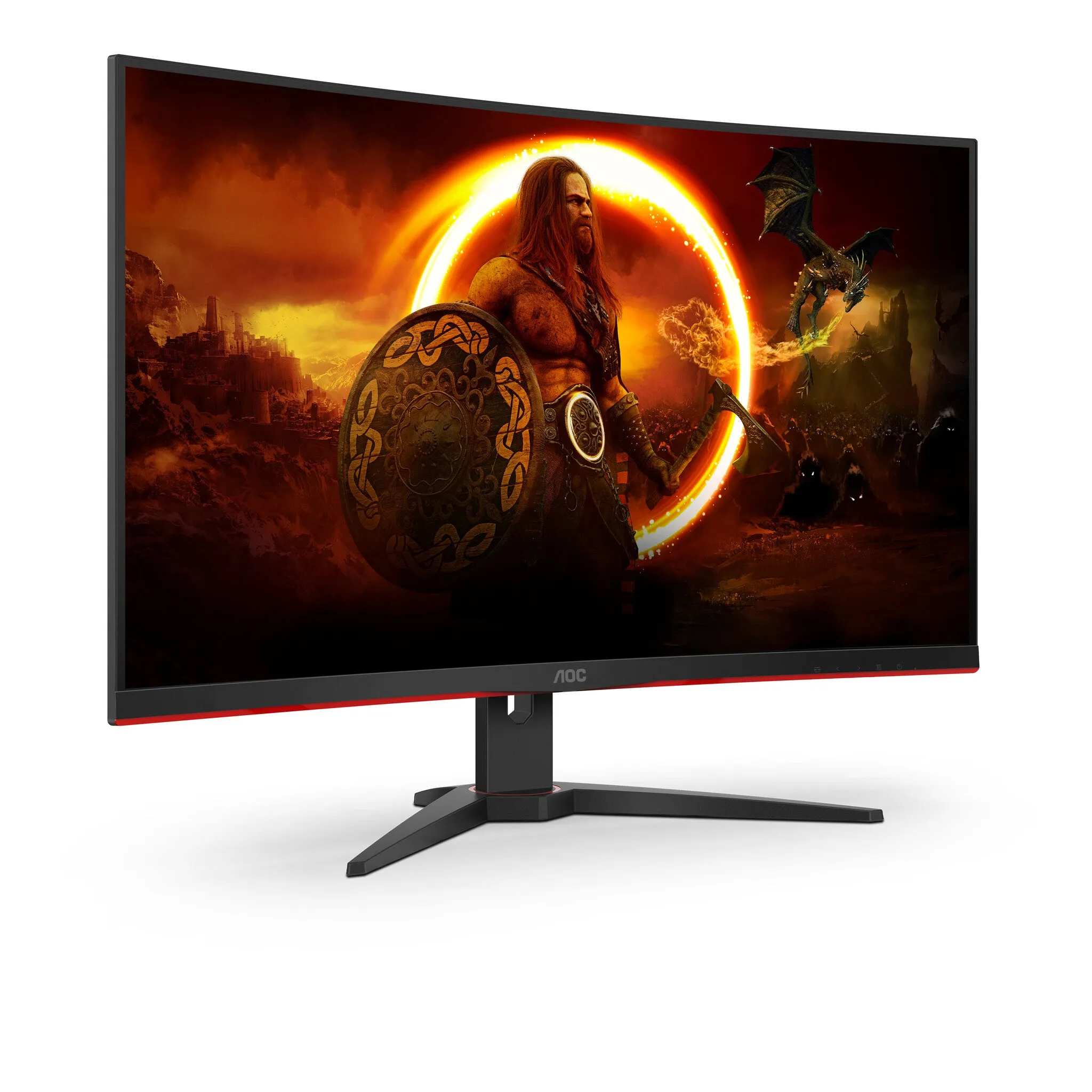 AOC G2 C32G2AE/BK 31.5" Full HD Curved Gaming Monitor - 165Hz, 1ms, VA, AMD FreeSync Premium, Speakers, Black and Red