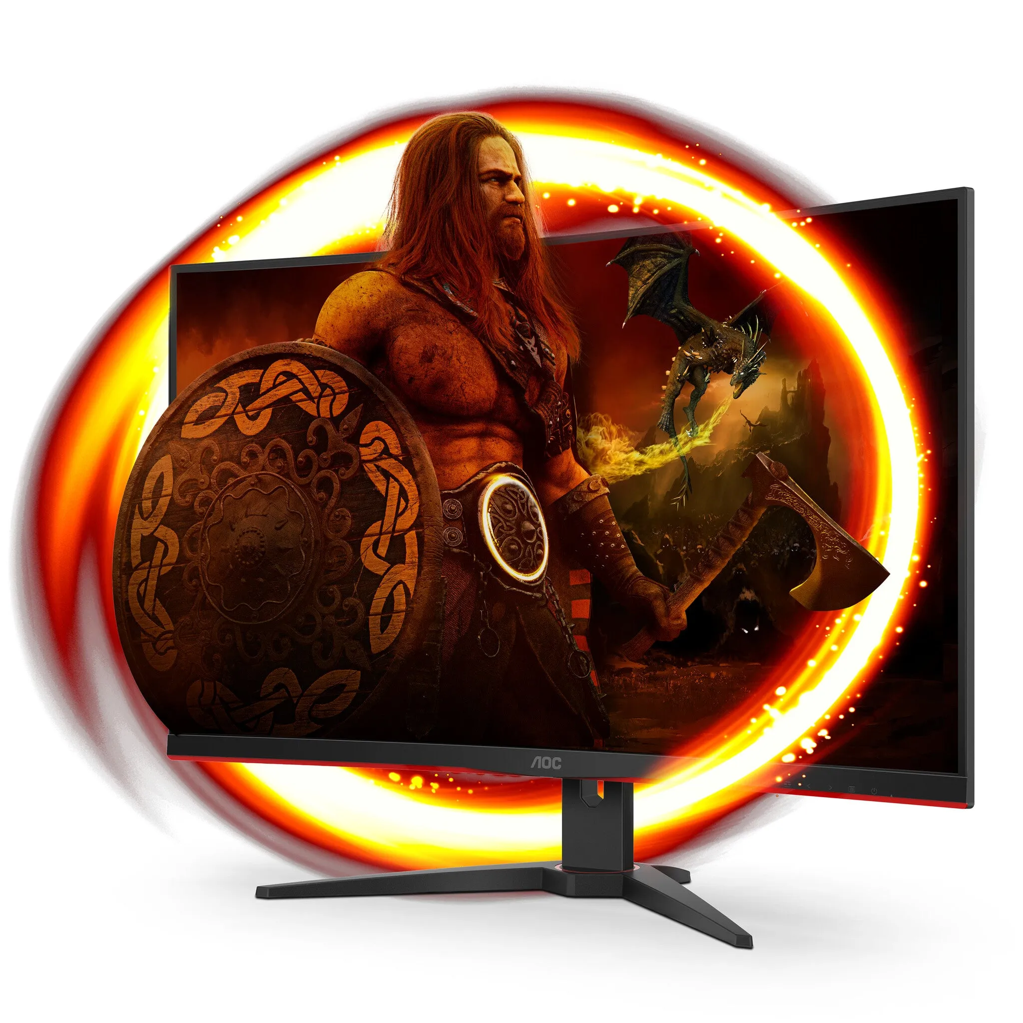 AOC G2 C32G2AE/BK 31.5" Full HD Curved Gaming Monitor - 165Hz, 1ms, VA, AMD FreeSync Premium, Speakers, Black and Red
