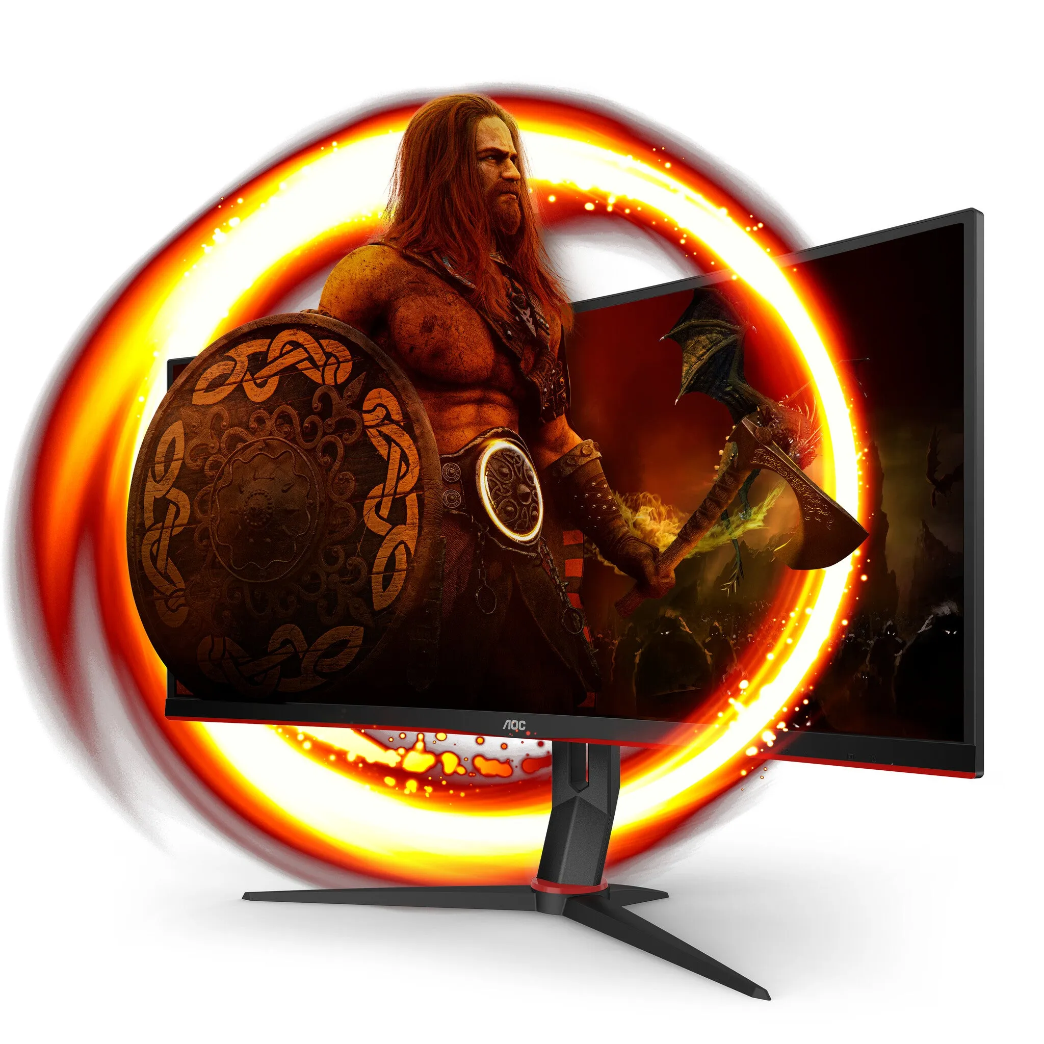AOC G2 CU34G2/BK 34" Quad HD Curved Gaming Monitor - 100Hz, 1ms, VA, Adaptive Sync, Height Adjustable, Speakers, Black and Red