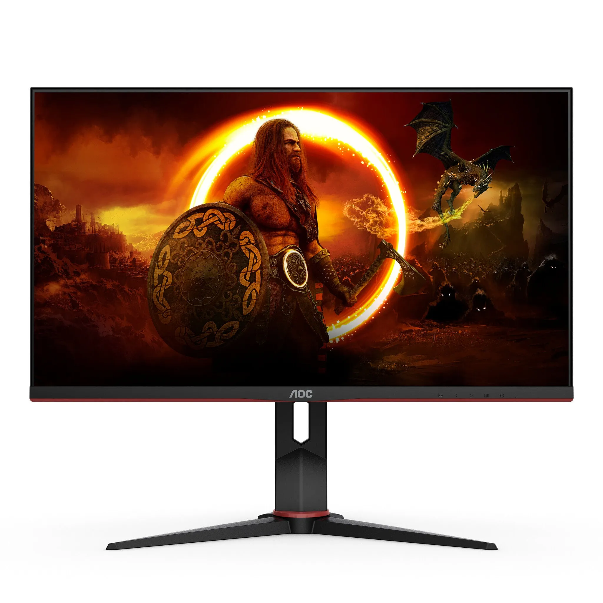 AOC G2U28G2XU2/BK 28" 4K Ultra HD Gaming Monitor - 144Hz, 1ms, IPS, G-Sync, FreeSync, Height Adjustable, Speakers, Black and Red