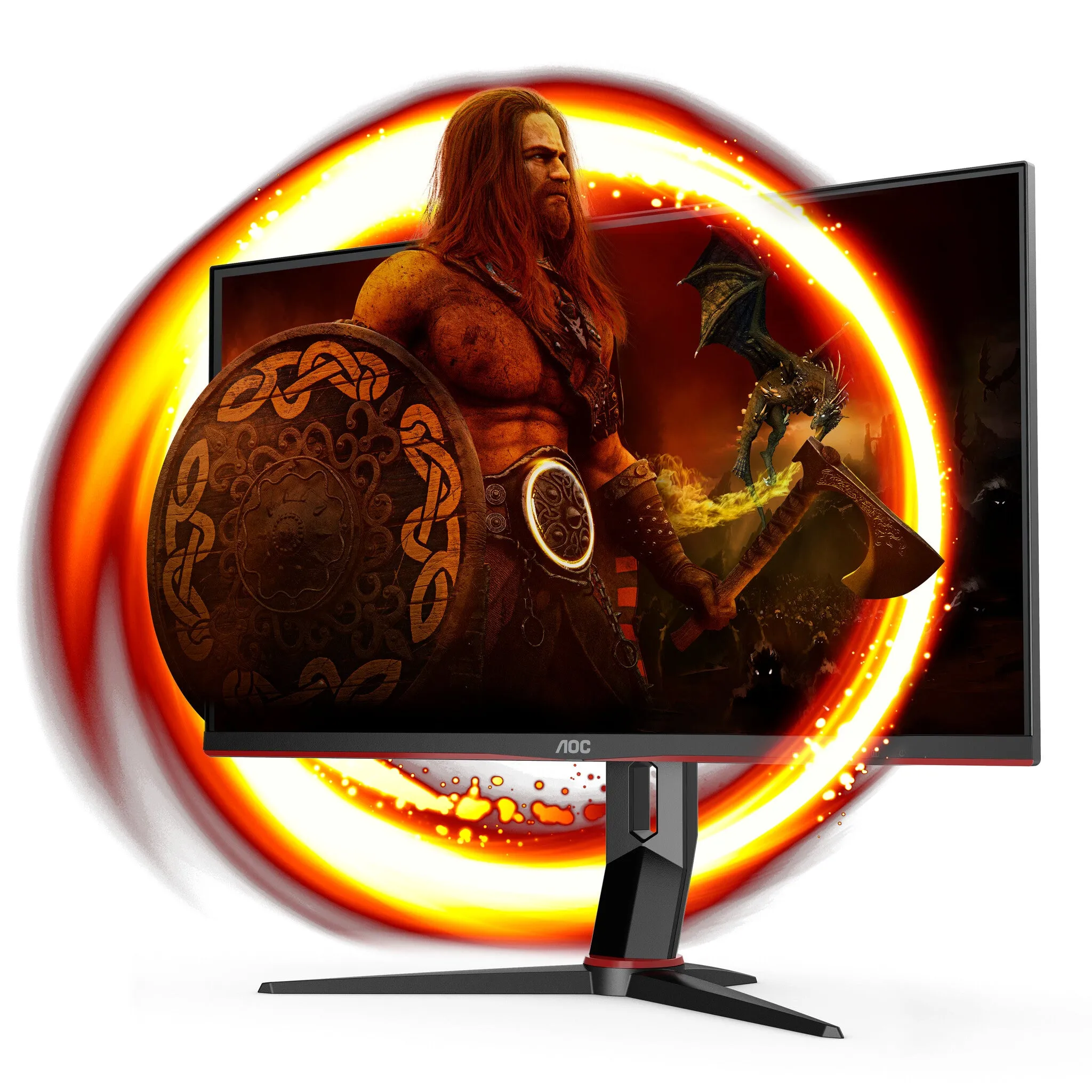 AOC G2U28G2XU2/BK 28" 4K Ultra HD Gaming Monitor - 144Hz, 1ms, IPS, G-Sync, FreeSync, Height Adjustable, Speakers, Black and Red