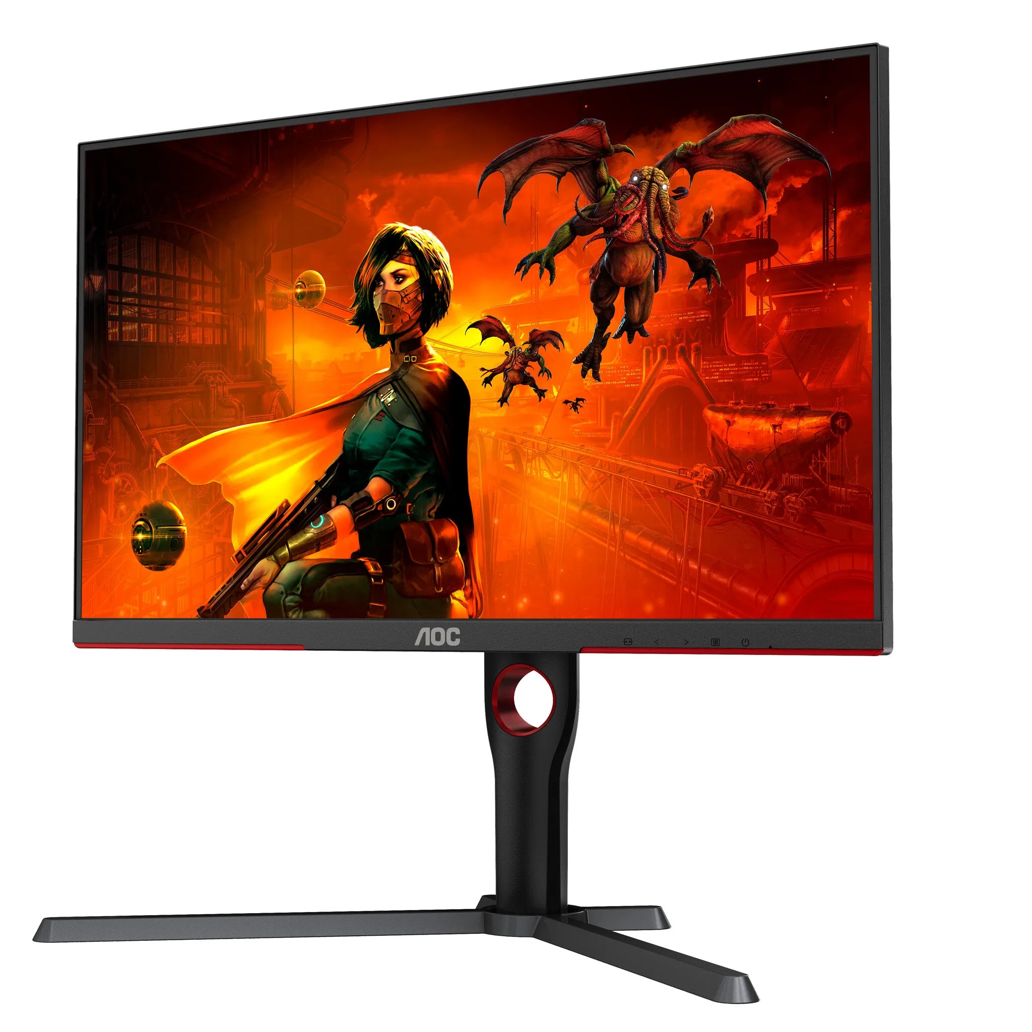 AOC G3 U27G3X/BK 27" 4K Ultra HD Gaming Monitor - 160Hz, 1ms, IPS, Adaptive Sync, Height Adjustable, Black and Red