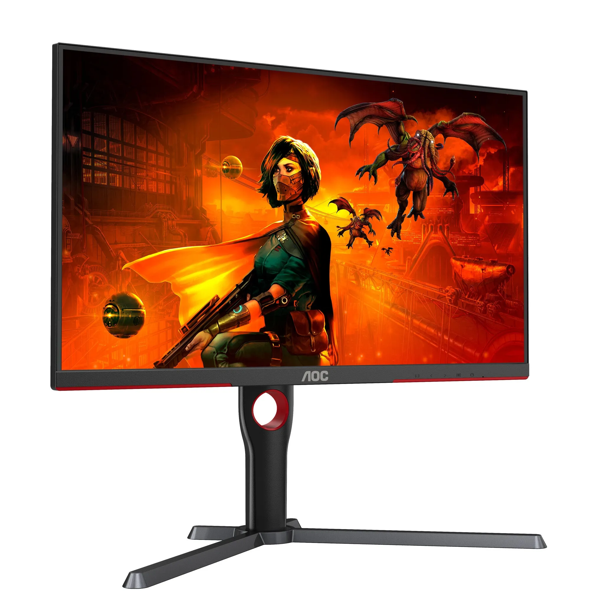 AOC G3 U27G3X/BK 27" 4K Ultra HD Gaming Monitor - 160Hz, 1ms, IPS, Adaptive Sync, Height Adjustable, Black and Red