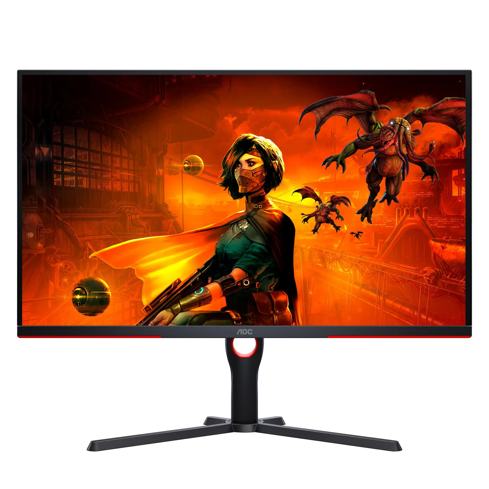 AOC G3 U32G3X/BK 31.5" 4K Ultra HD Gaming Monitor - 144Hz, 1ms, IPS, G-Sync, Height Adjustable, Speakers, Black and Red