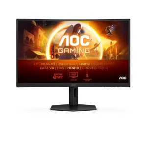 AOC G4 CQ27G4X 27" Quad HD Curved Gaming Monitor - 180Hz, 0.5ms, Fast VA, Height Adjustable, Black