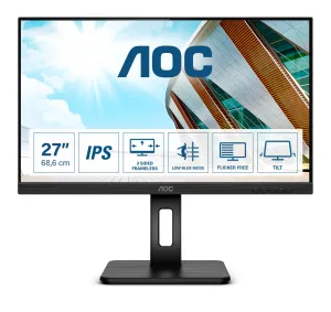 AOC P2 27P2Q 27" Full HD Monitor - 75Hz, 4ms, IPS, Adaptive-Sync, Height Adjustable, Speakers, Black