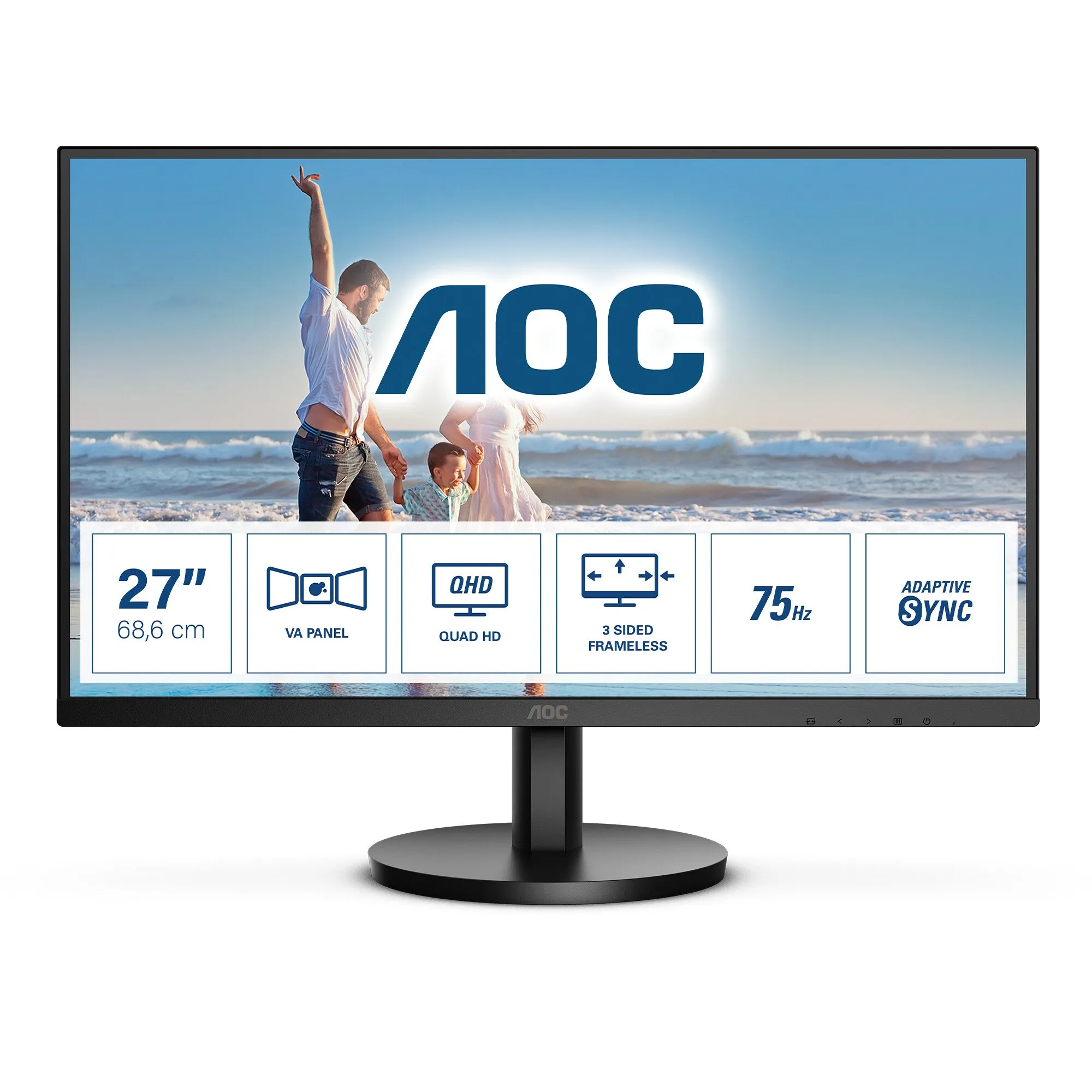 AOC Q27B3MA 27" Quad HD Monitor - 75Hz, 4ms, VA, Speakers, Black