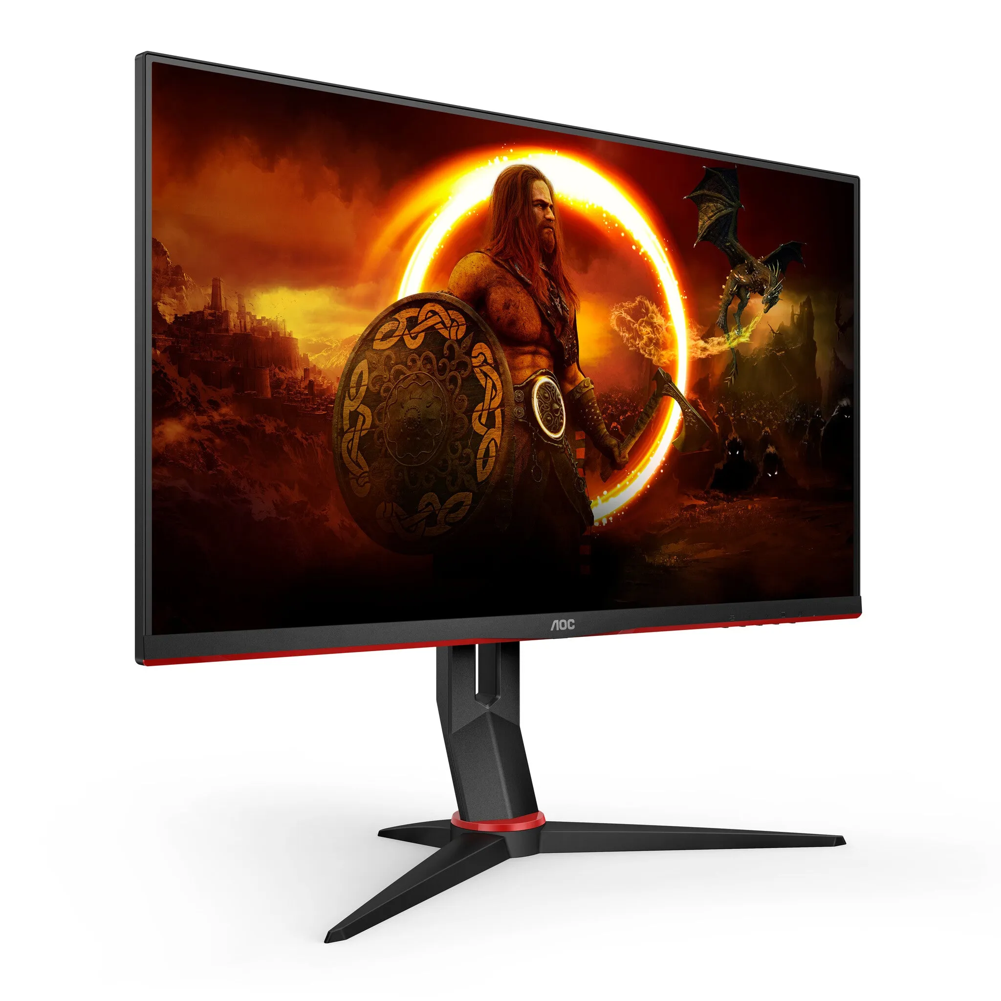 AOC Q27G2S/EU 27" Quad HD Gaming Monitor - 165Hz, 1ms, IPS, G-Sync Compatible, Height Adjustable, Speakers, Black and Red