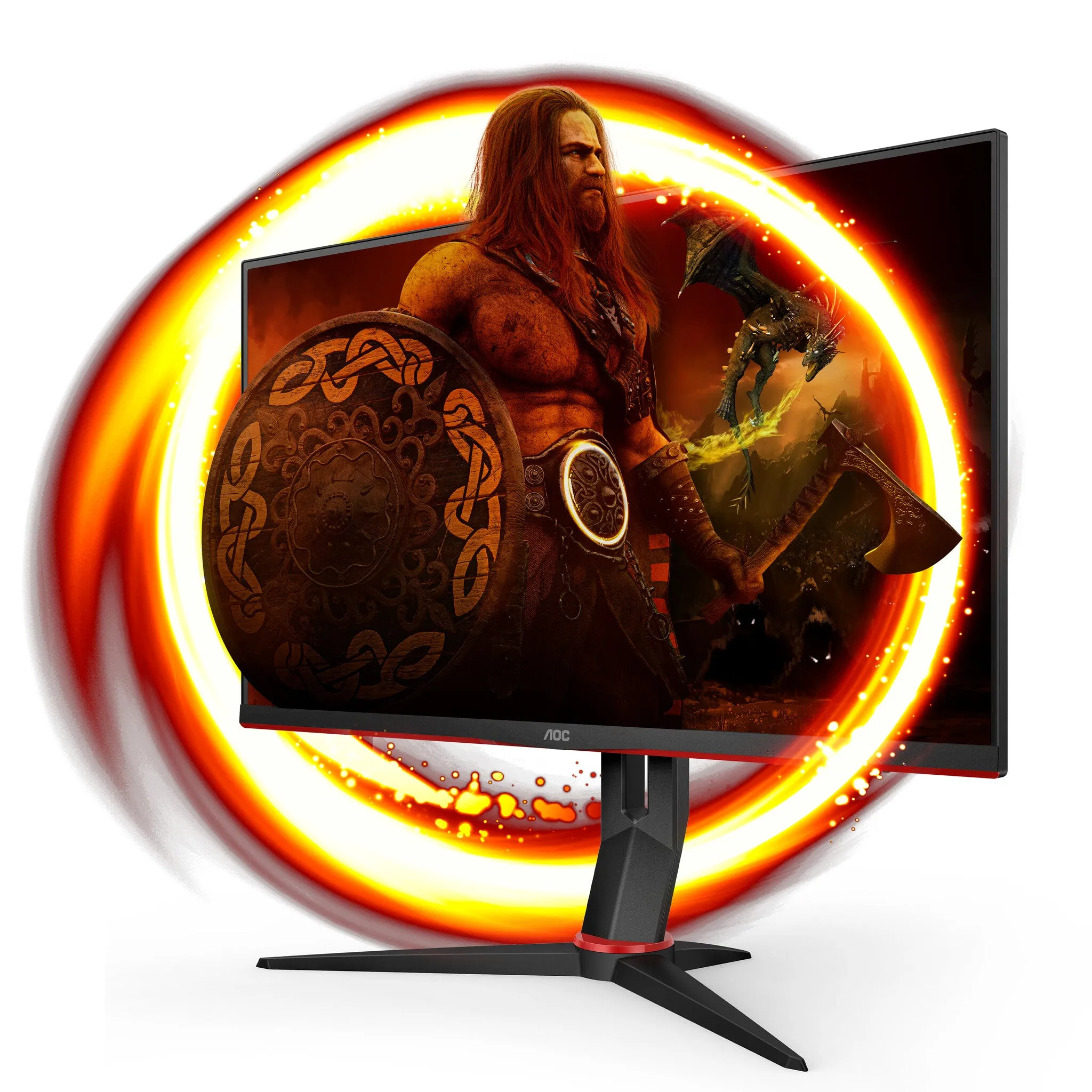 AOC Q27G2S/EU 27" Quad HD Gaming Monitor - 165Hz, 1ms, IPS, G-Sync Compatible, Height Adjustable, Speakers, Black and Red