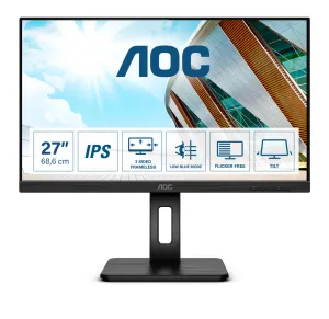 AOC Q27P2Q 27" Quad HD Monitor - 75Hz, 4ms, IPS, Height Adjustable, Speakers, Black