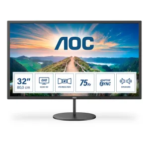 AOC V4 Q32V4 31.5" 2K Ultra HD Monitor - 75Hz, 4ms, IPS, Adaptive Sync, Speakers, Black