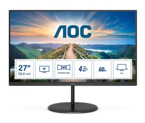 AOC V4 U27V4EA 27" 4K Ultra HD Monitor - 60Hz, 4ms, IPS, Adaptive Sync, Speakers, Black