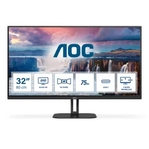 AOC V5 Q32V5CE/BK 31.5" Quad HD Monitor - 75Hz, 1ms, VA, Height Adjustable, Speakers, Black