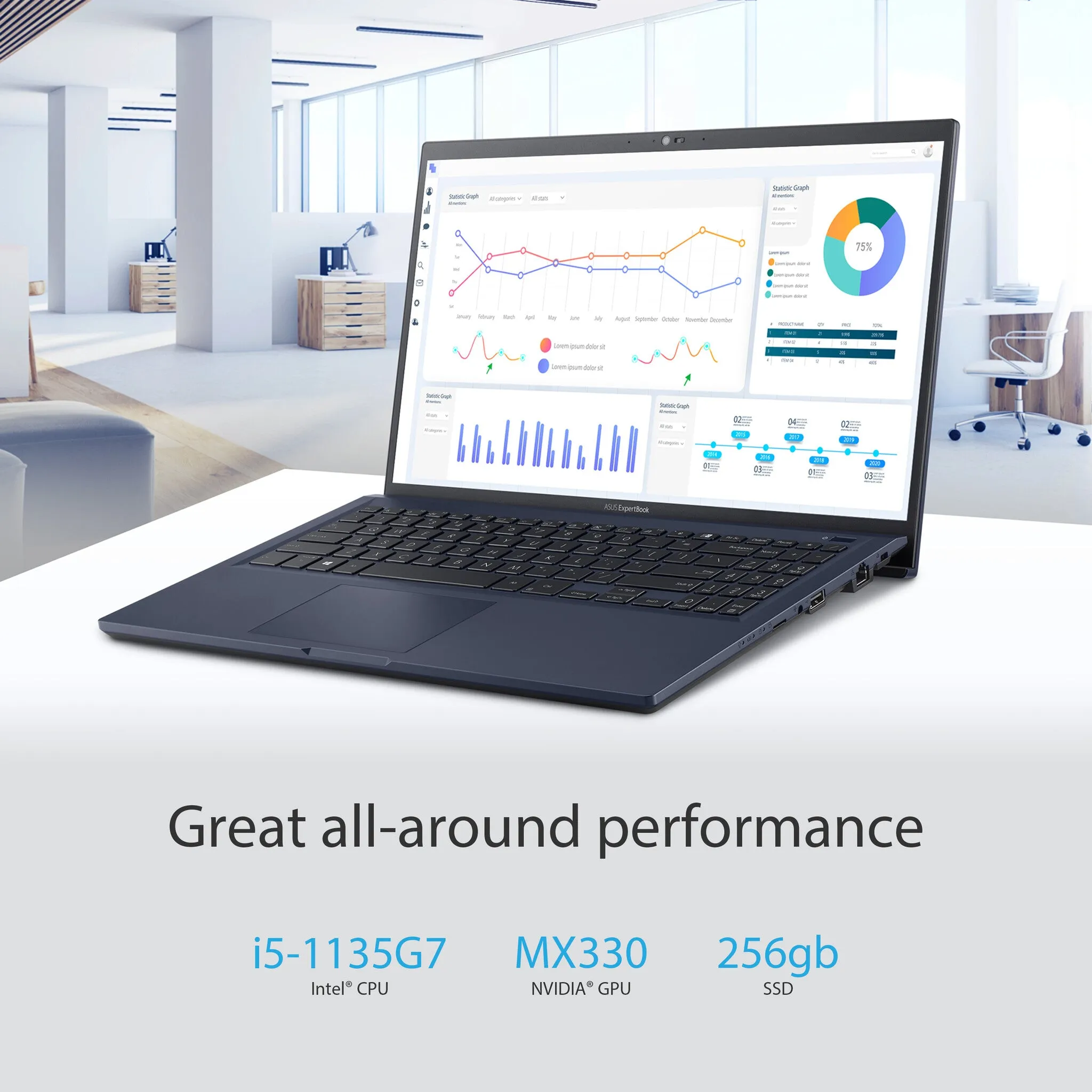 ASUS ExpertBook B1 B1500CEAE 15.6" Laptop - Intel Core i5-1135G7, 8GB RAM, 256GB SSD, Full HD, Windows 11 Pro, Black