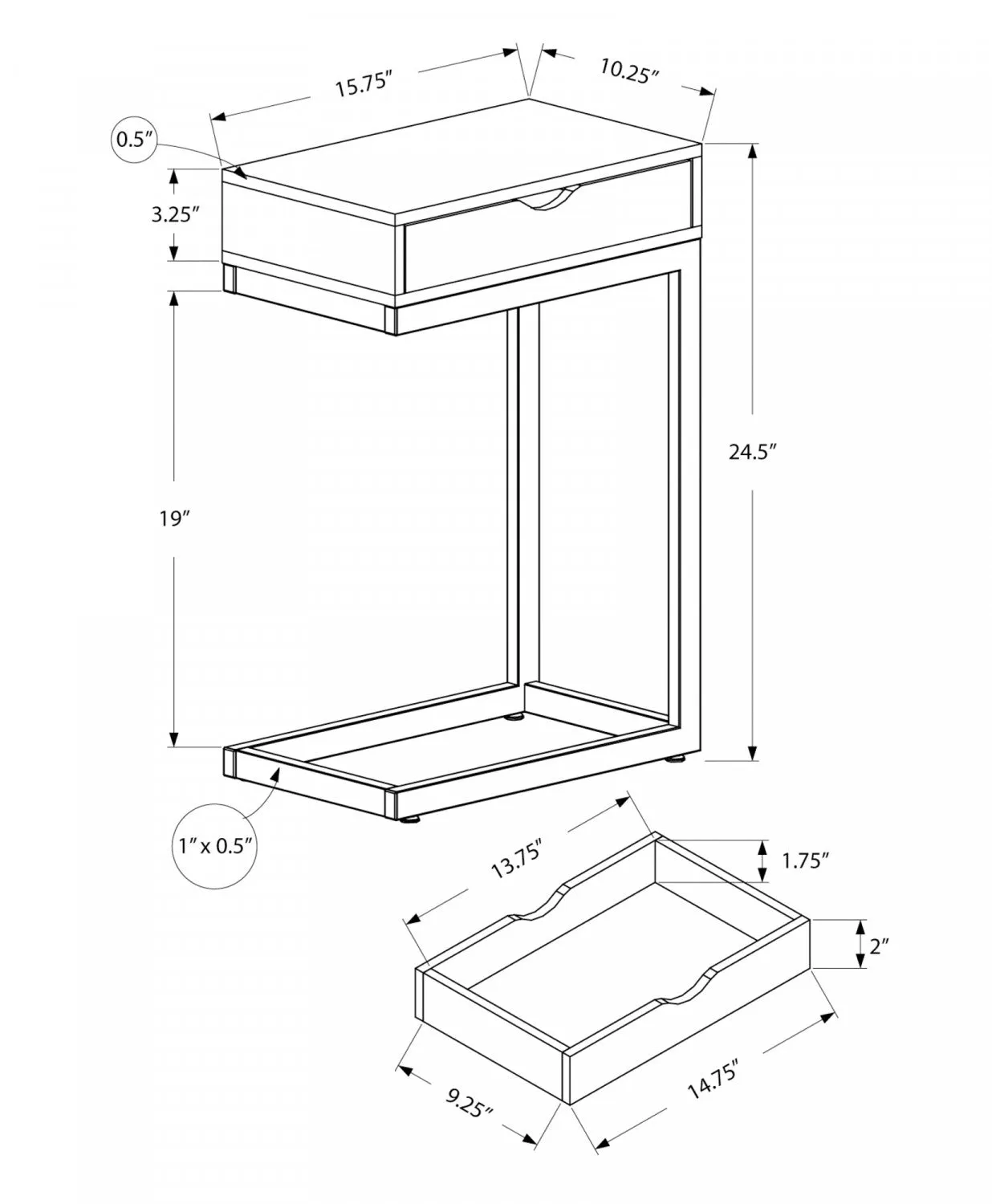 Auron Side Table - Grey