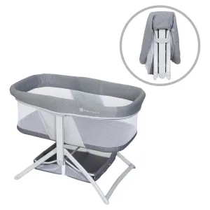 Baby Trend Quick-Fold 2-in-1 Rocking Bassinet, Shadow Stone Gray