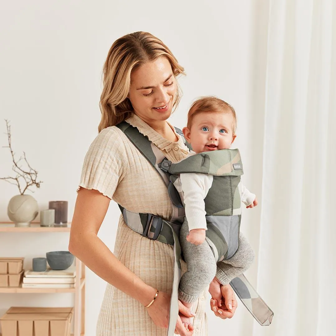 BabyBjrn Mini Baby Carrier - Khaki/Green Print - Cotton