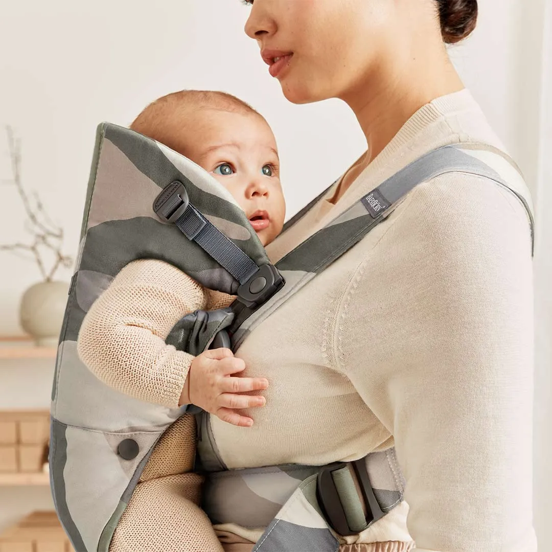 BabyBjrn Mini Baby Carrier - Khaki/Green Print - Cotton
