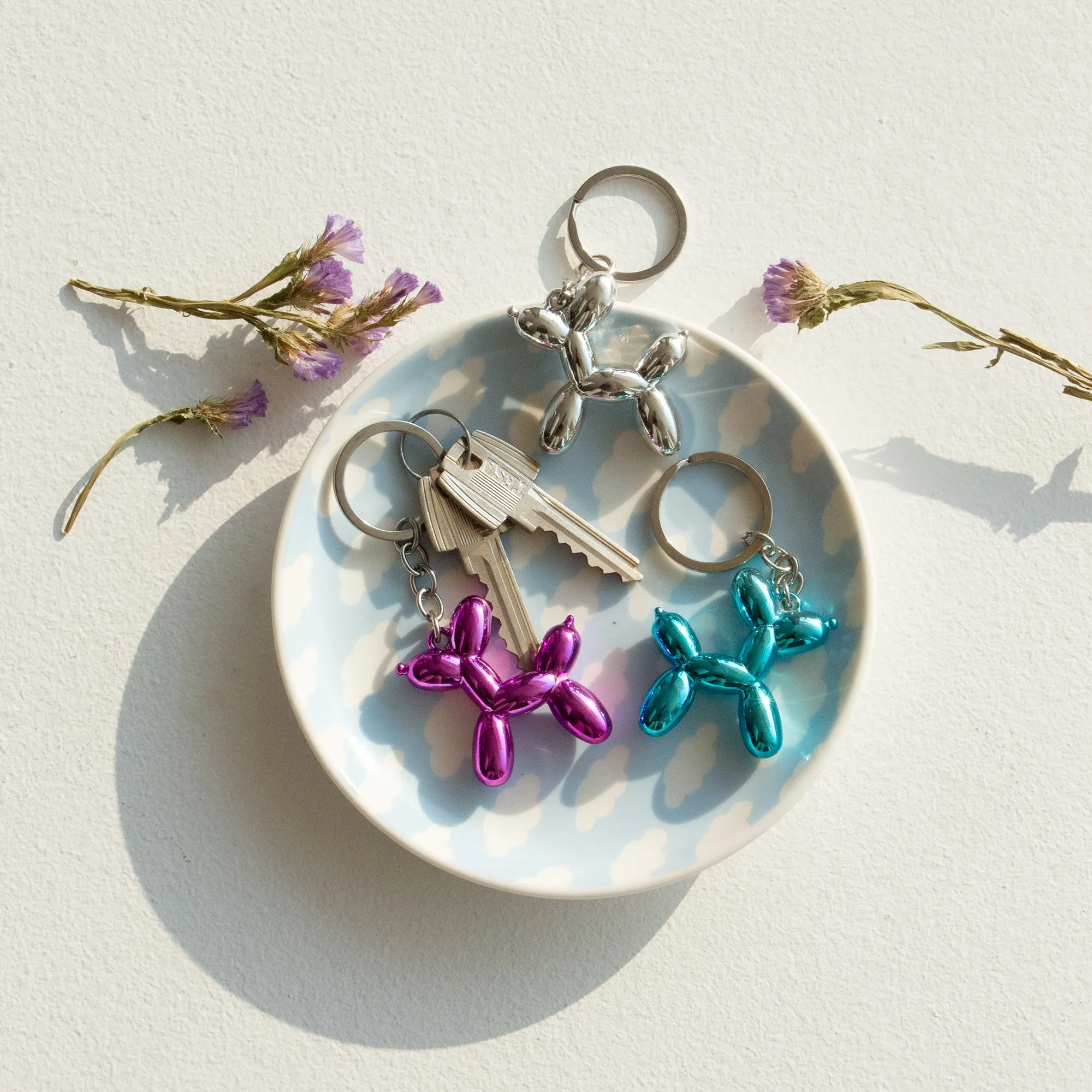 Balloon Dog Keyring | Metallic Blue