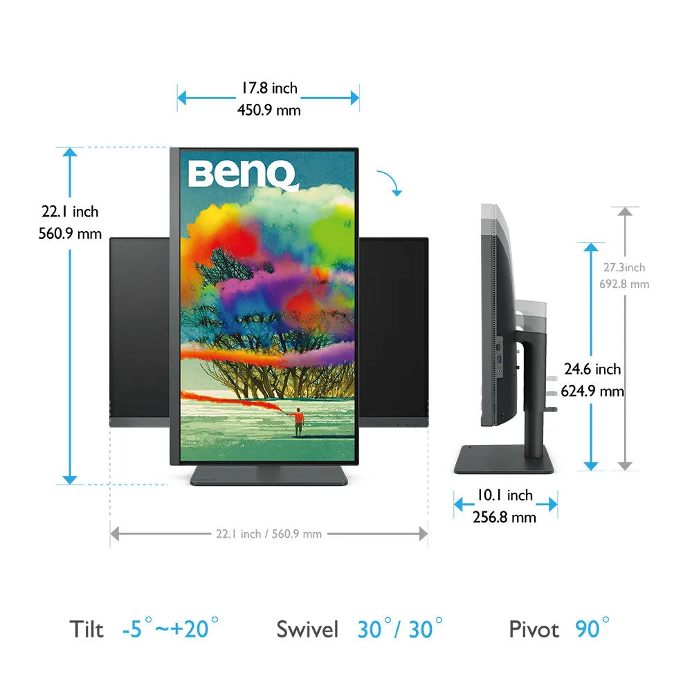 BenQ PD2705U 27" 4K Ultra HD Monitor - 60Hz, 5ms, IPS, Height Adjustable, Speakers, Black
